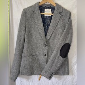 H&M Herringbone Blazer Jacket w/ Elbow Patch